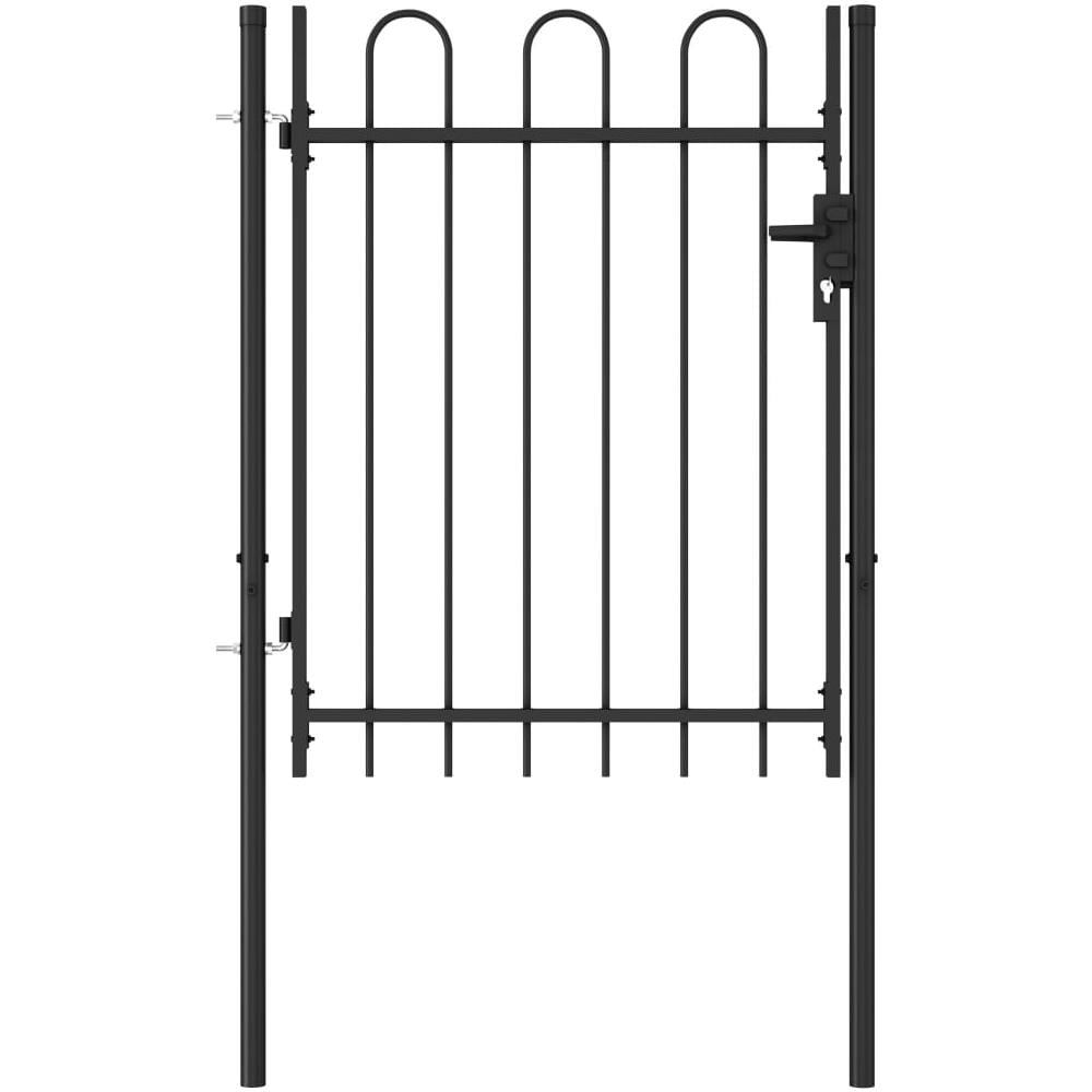 Recinzione Con Punte Sicurezza Cancello Da Giardino In Acciaio 100x200cm - Con Punte, Serratura E Chiavi, Nero Cancello Da Giardino Doppia Anta