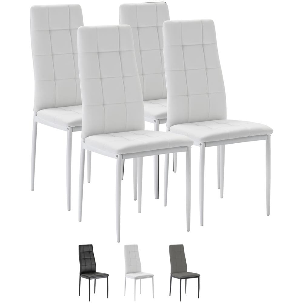 Set 4 Chelsea Rivestito Sedie Bianco Salon, 42 Cm (larghezza) X 51 Cm (profondità) X 97 Cm (altezza) - Foto 1