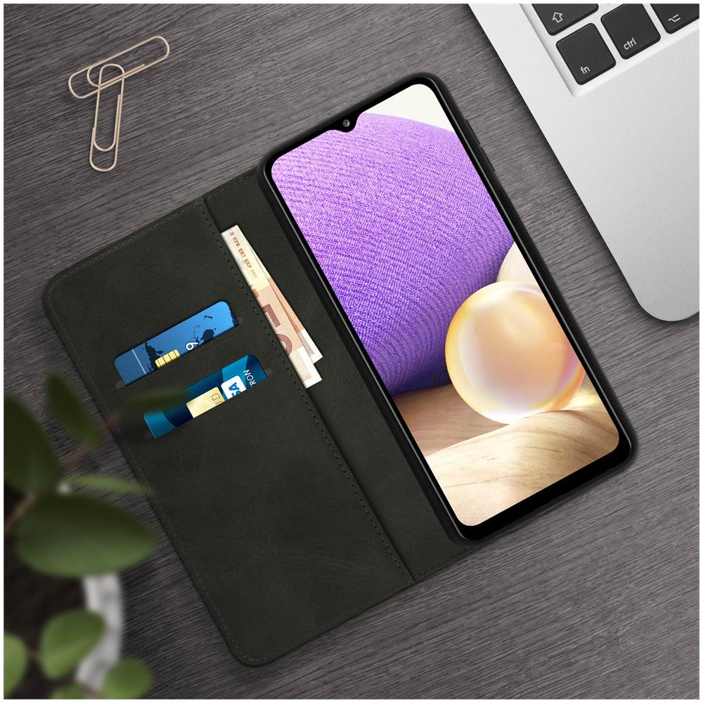 Custodia Portafoglio Samsung Galaxy A32 5g / A02s Supporto Stile Retrò Nero - Foto 1