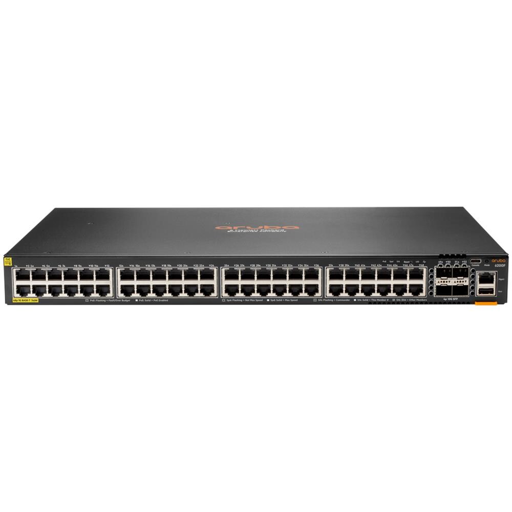 Aruba 6200F 48G Class4 PoE 4SFP+ 370W Gestito L3 Gigabit Ethernet (10/100/1000) Supporto Power over Ethernet (PoE) 1U Nero - Foto 1