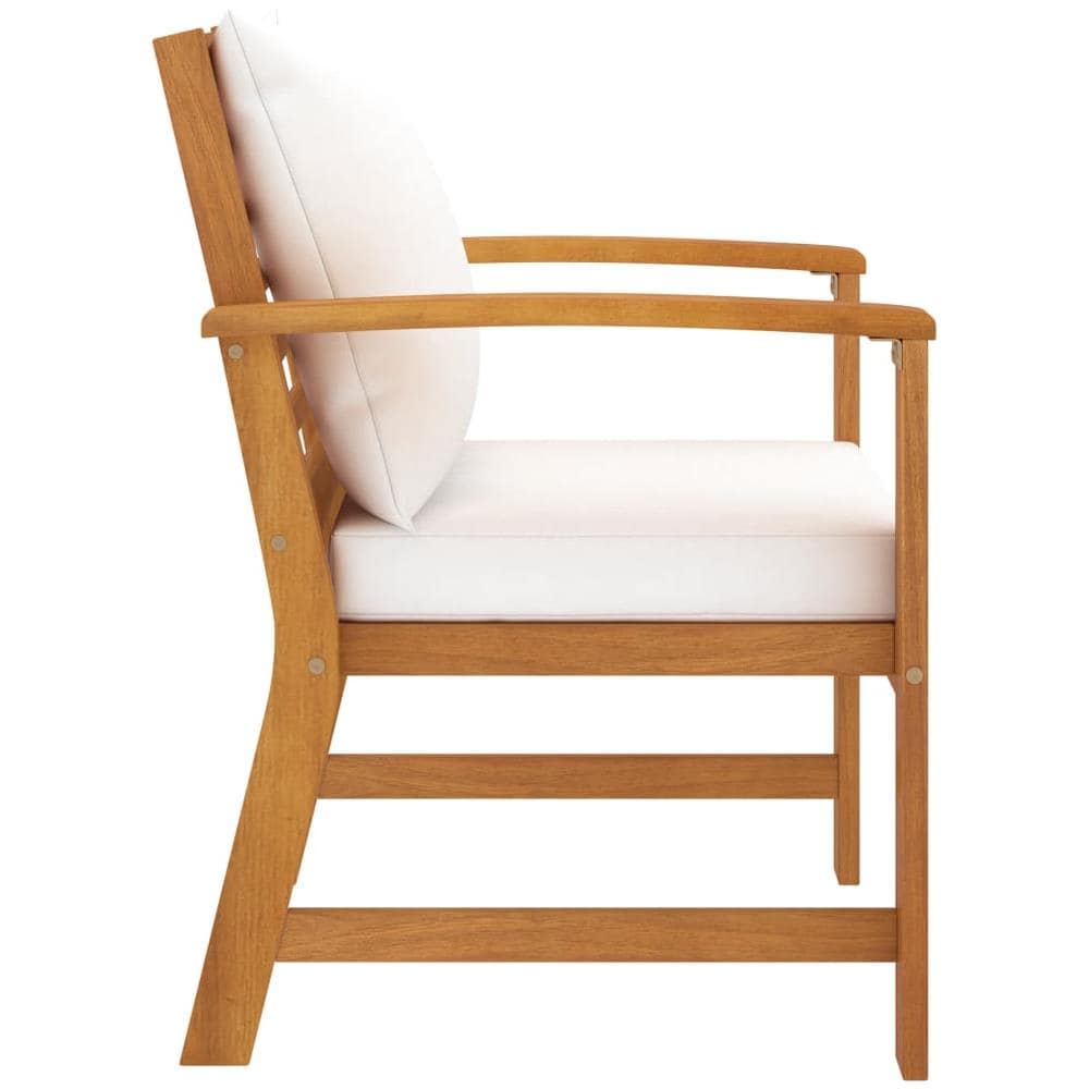 Sedie da Giardino e Cuscini Crema 2 pz Legno Massello d'Acacia - Foto 2