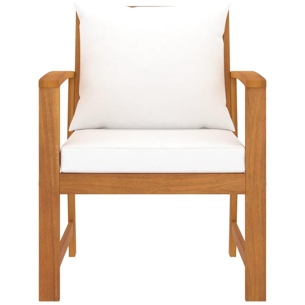 Sedie da Giardino e Cuscini Crema 2 pz Legno Massello d'Acacia - Foto 3