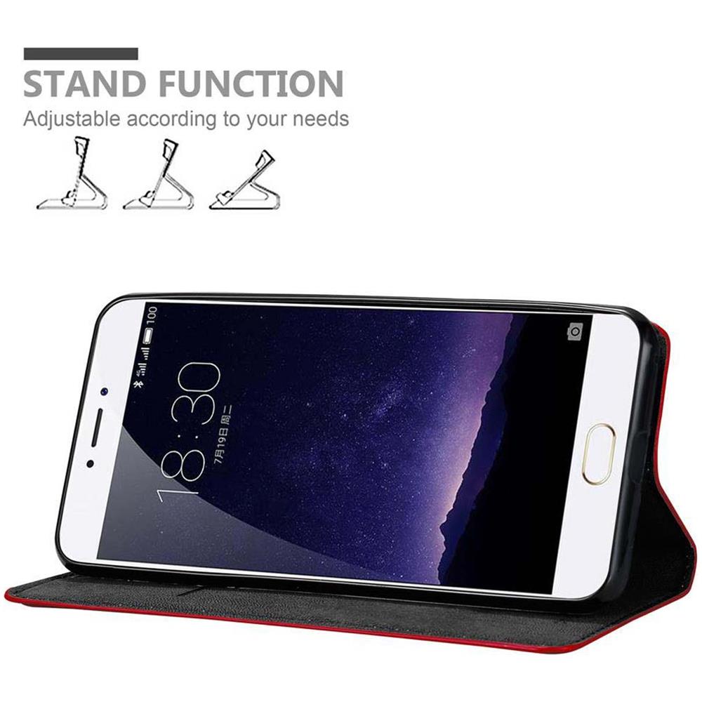 Cadorabo Custodia Compatibile Con Meizu Mx6 In Rosso Mela - Coperchio Protettiva Con Chiusura Magnetica, Funzione Stand E Tasca Per Le Carte - Foto 2