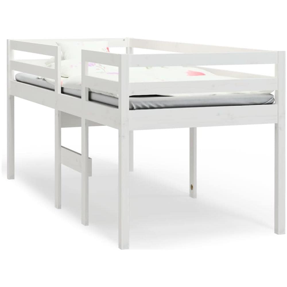 Letto A Soppalco Bianco 80x200 Cm In Legno Massello Di Pino - Foto 2