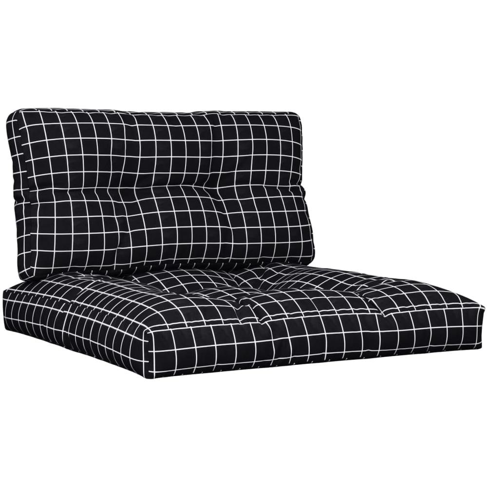 Cuscini Per Divani In Pallet 2 Pz Neri Motivo A Quadri Tessuto - Foto 2