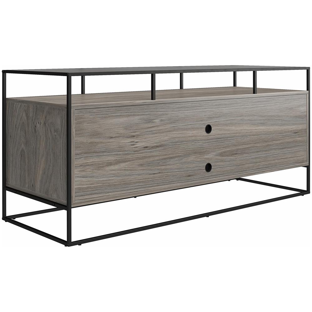 Camley Porta Tv In Vetro E Base In Mdf Rovere Grigio - Foto 2