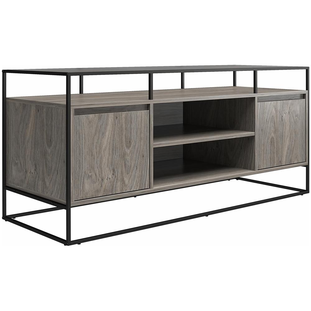 Camley Porta Tv In Vetro E Base In Mdf Rovere Grigio - Foto 1