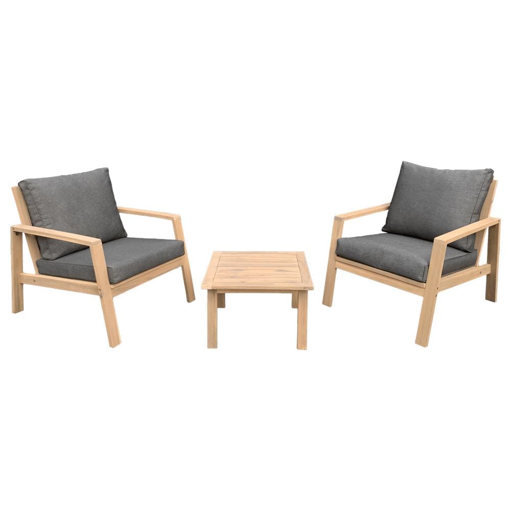 Set Di Mobili Da Giardino In Acacia A 2 Posti Gili - Cuscini Grigi - Foto 1