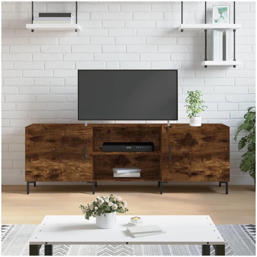 VidaXL Mobile Porta TV In Legno Multistrato Rovere Marrone: Supporto TV Con Piano E Vano Contenitore, Telaio In Ferro, Dimensioni 60x40x50 Cm, Stabile E Resistente