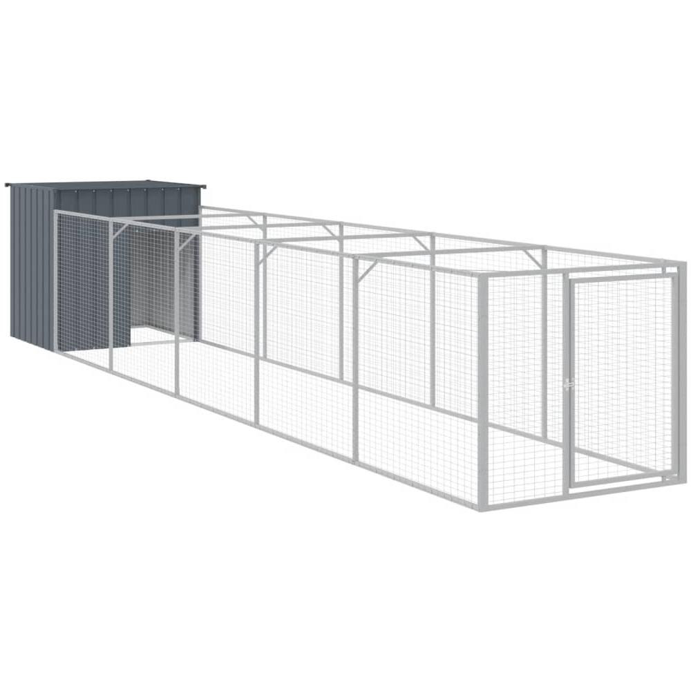 Casetta Cani Con Corsa Antracite 110x609x110 Cm Acciaio Zincato - Foto 1