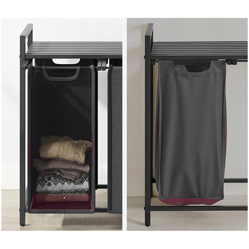 Mobile portabiancheria Valora 3 x 38L grigio e nero | Tre scomparti - Foto 7