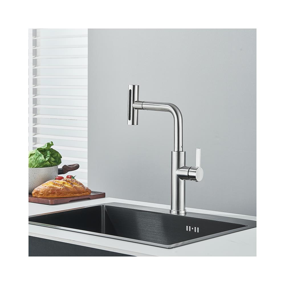 Rubinetto per lavello da cucina, Blackswan, tipo M359, modello nichelato, con doccia mobile a 4 vie, misura 33,5 cm - Foto 4