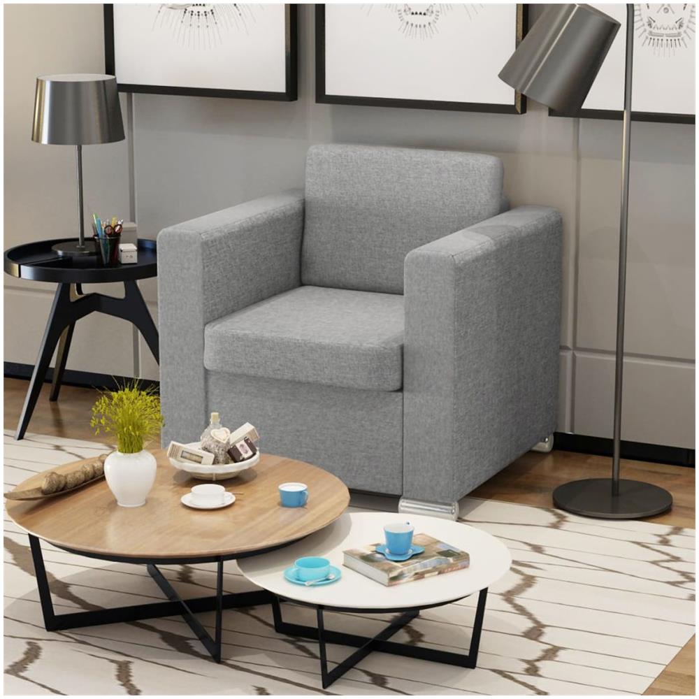 Poltrona In Stoffa Grigio Chiaro - Foto 1