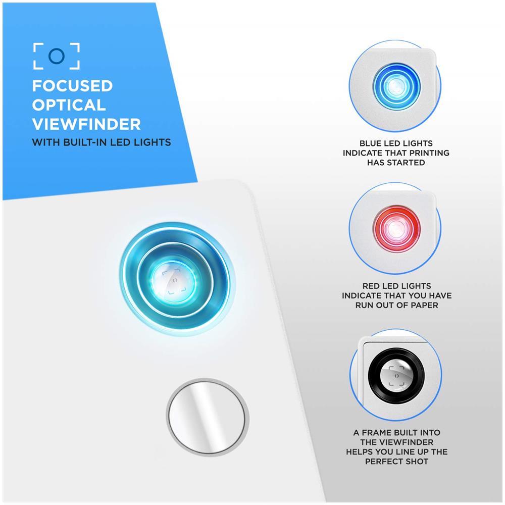 Fotocamera Mint 2 In 1- Dispositivo Palmare, Che Consente Di Scattare Fotografie Da 16 Mp E Di Stampare All'istante Carta In Formato 5 X 7.6 Cm Con Retro Adesivo, Bianco - Foto 2