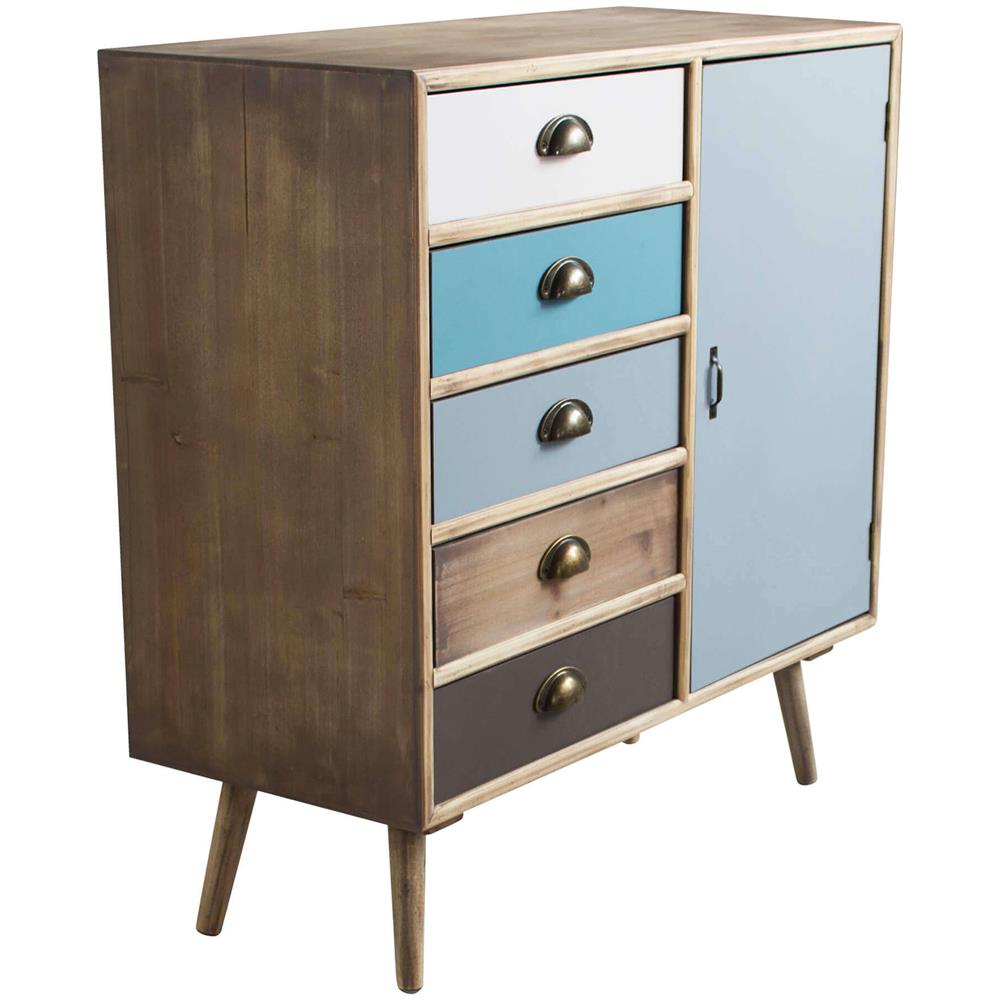 Adeline - Mobiletto 1 Anta E 5 Cassetti In Mdf Multicolor - Foto 2