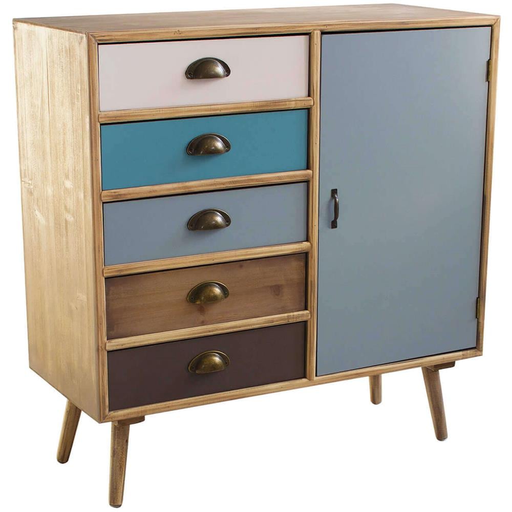 Adeline - Mobiletto 1 Anta E 5 Cassetti In Mdf Multicolor - Foto 1