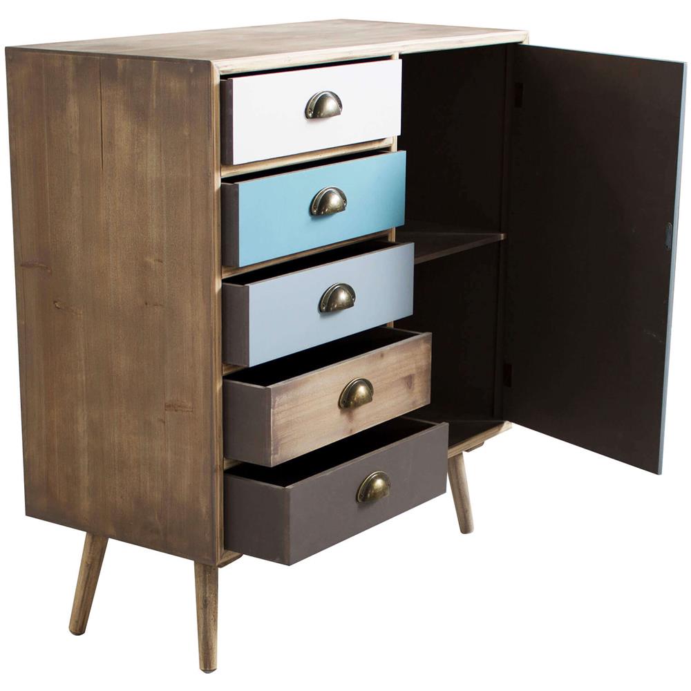 Adeline - Mobiletto 1 Anta E 5 Cassetti In Mdf Multicolor - Foto 4