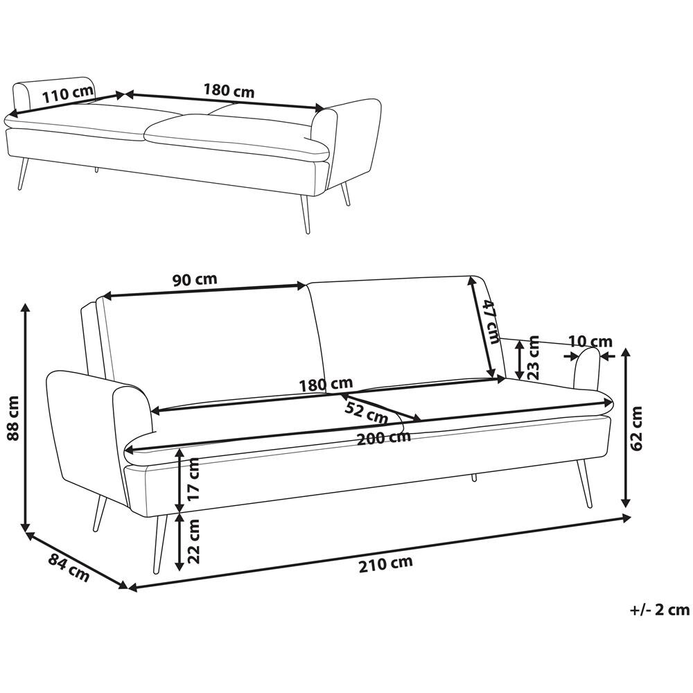 Divano Letto 3 Posti In Velluto Blu Navy Vettre - Foto 2