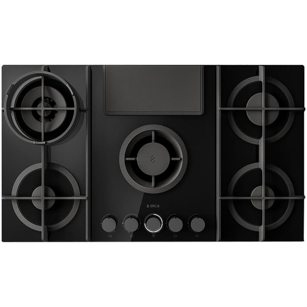 Piano Cottura BL / F / 88 a Gas 4 Fuochi Gas con Cappa Filtrante Colore Nero - Foto 1