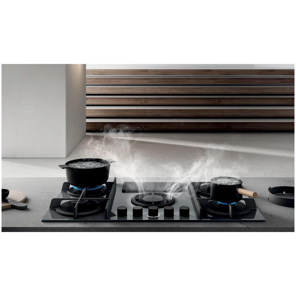 Piano Cottura BL / F / 88 a Gas 4 Fuochi Gas con Cappa Filtrante Colore Nero - Foto 4