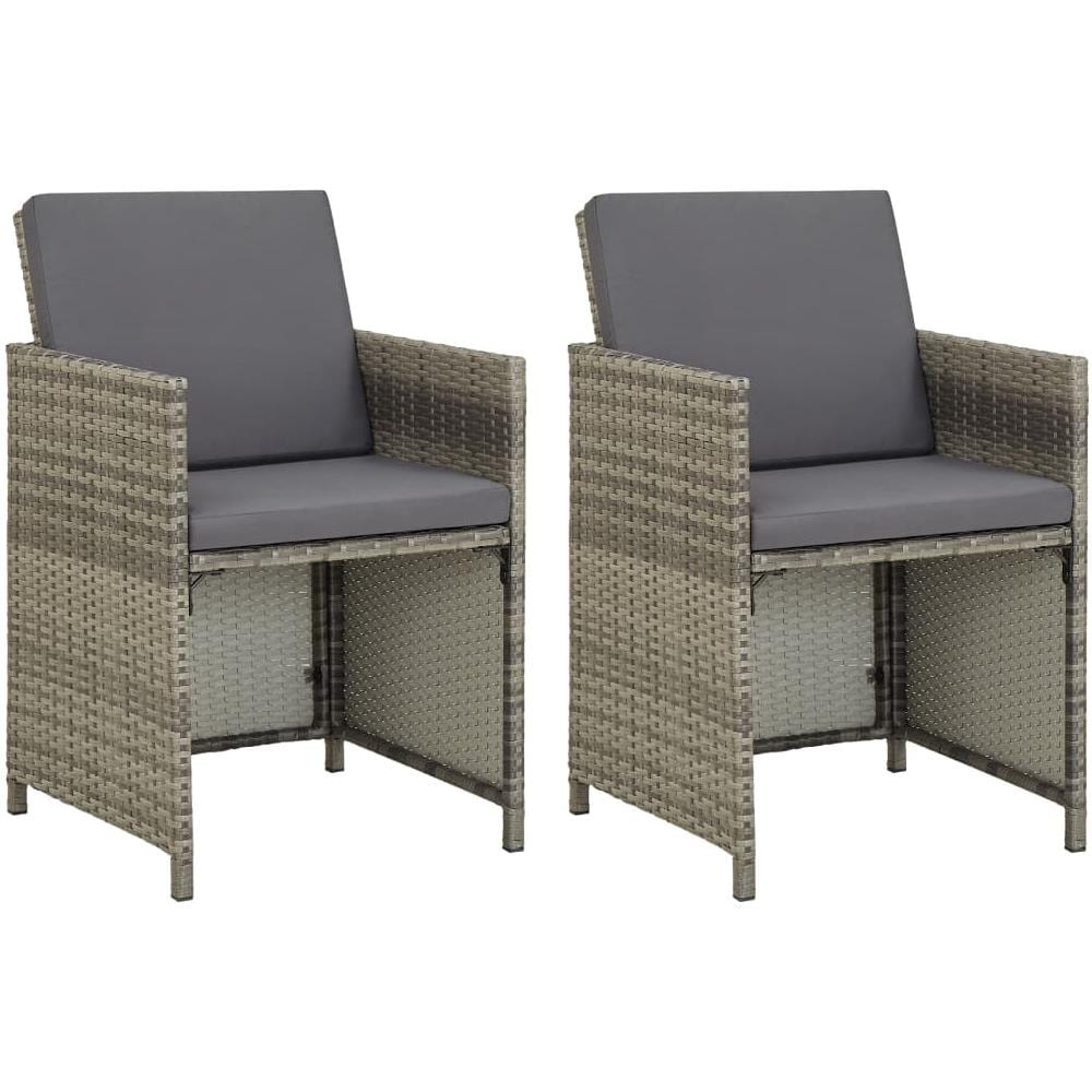 Sedie Da Giardino 2 Pz Con Cuscini In Polyrattan Grigio - Foto 1