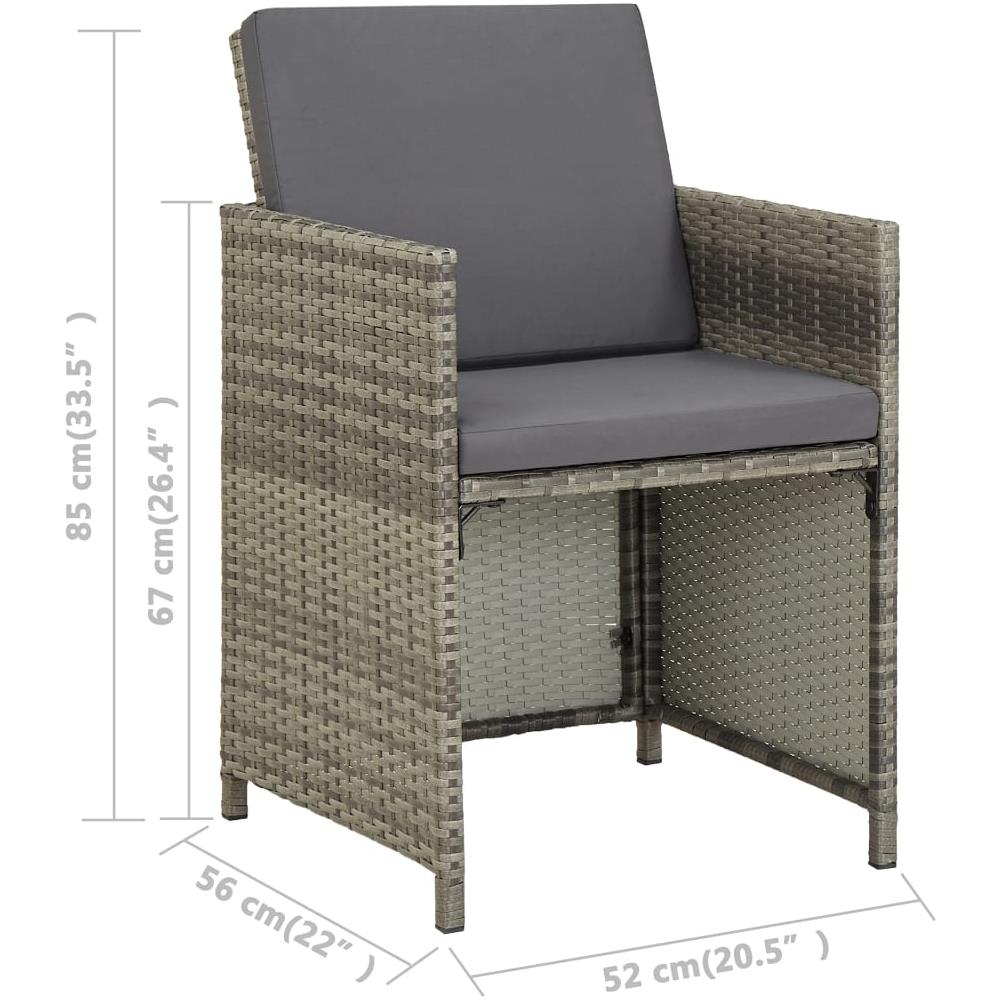 Sedie Da Giardino 2 Pz Con Cuscini In Polyrattan Grigio - Foto 9