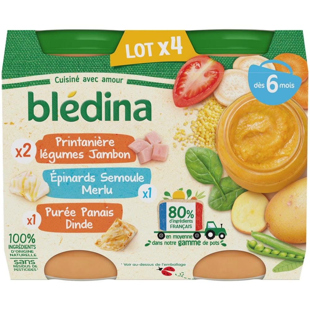 Petits Pots Bébé Dès 6 Mois, Jambon / merlu / dinde - Foto 1