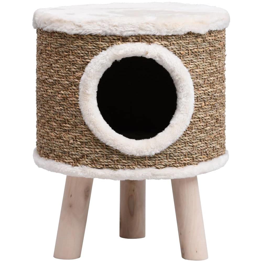 Cuccia per Gatti con Gambe in Legno 41 cm in Giunco - Foto 2