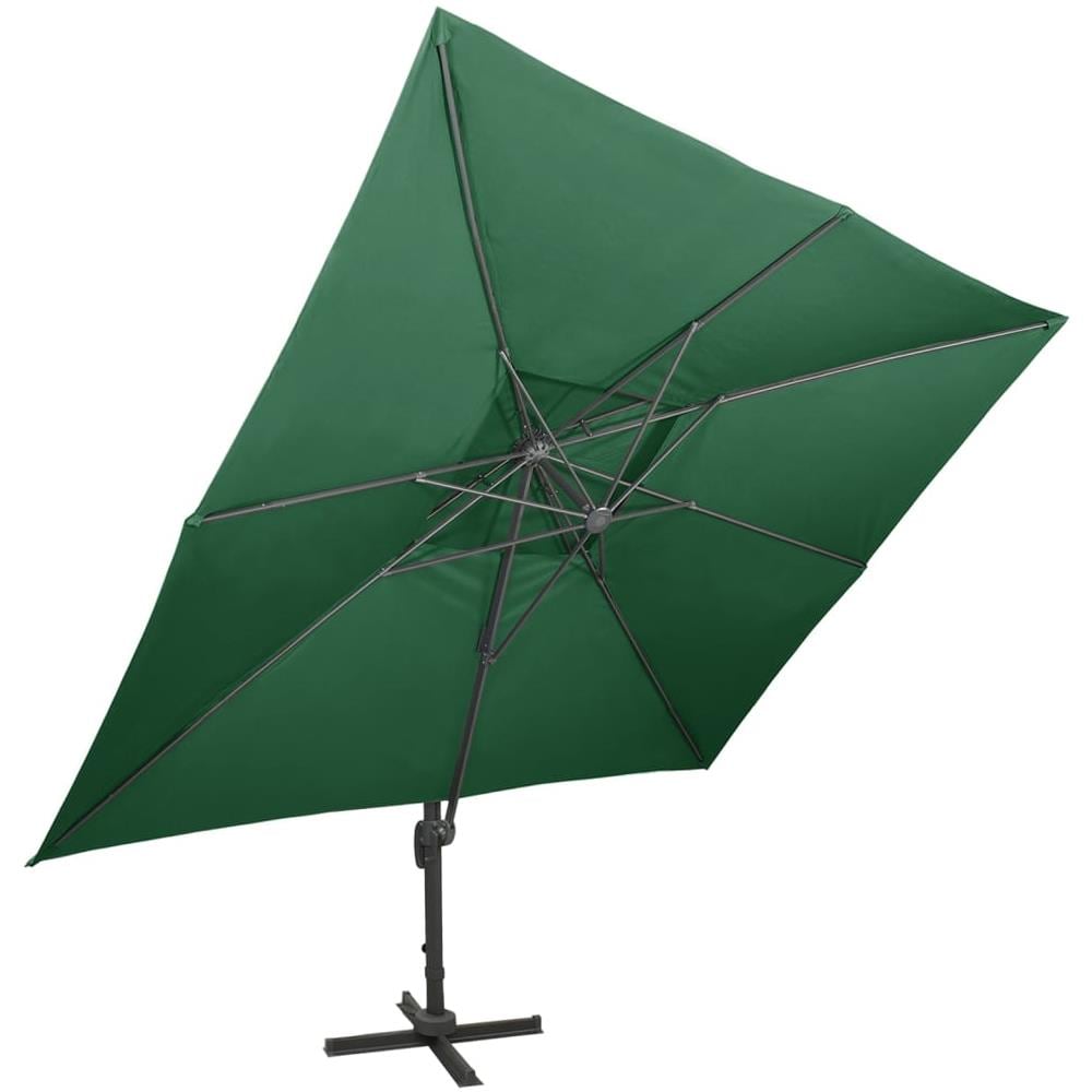 Ombrellone a Sbalzo con Doppia Copertura 400x300 cm Verde - Foto 2