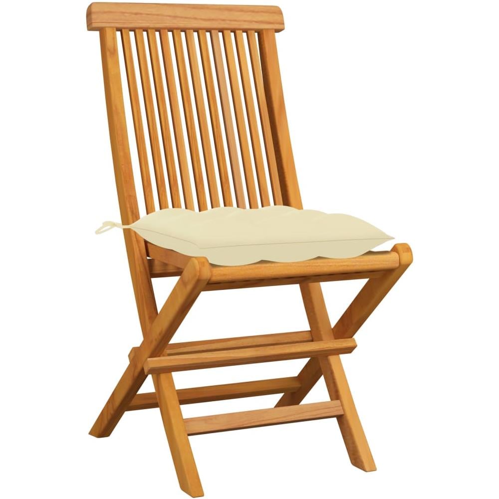 Sedie da Giardino con Cuscini Bianco Crema 4pz Massello di Teak - Foto 2