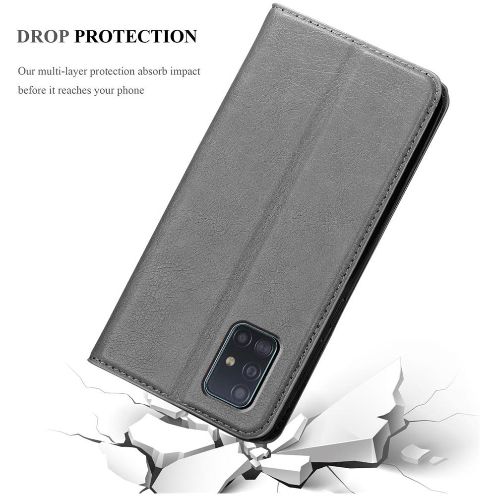 Custodia Compatibile Con Samsung Galaxy A51 4g / M40s In Grigio Titanio - Coperchio Protettiva Con Chiusura Magnetica, Funzione Stand E Tasca Per Le Carte - Foto 8