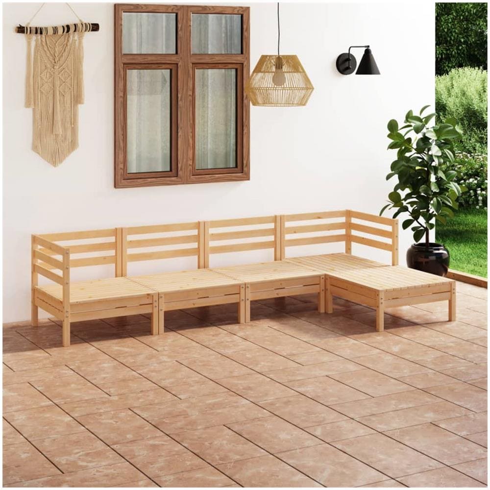 Set Divani Da Giardino 5 Pz In Legno Massello Di Pino - Foto 1