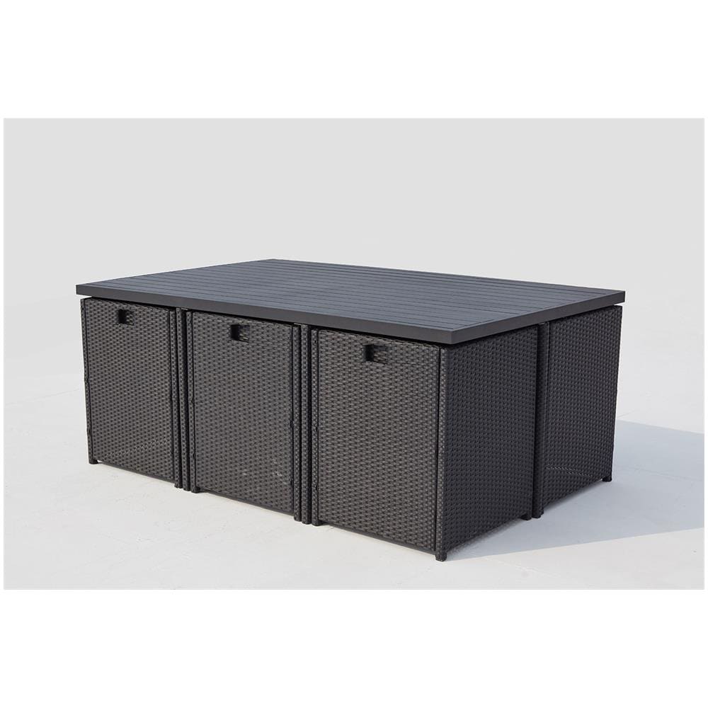 Salotto Da Giardino A Incasso 10 Posti Resina Intrecciata Nero/grigio Sunset - Foto 2