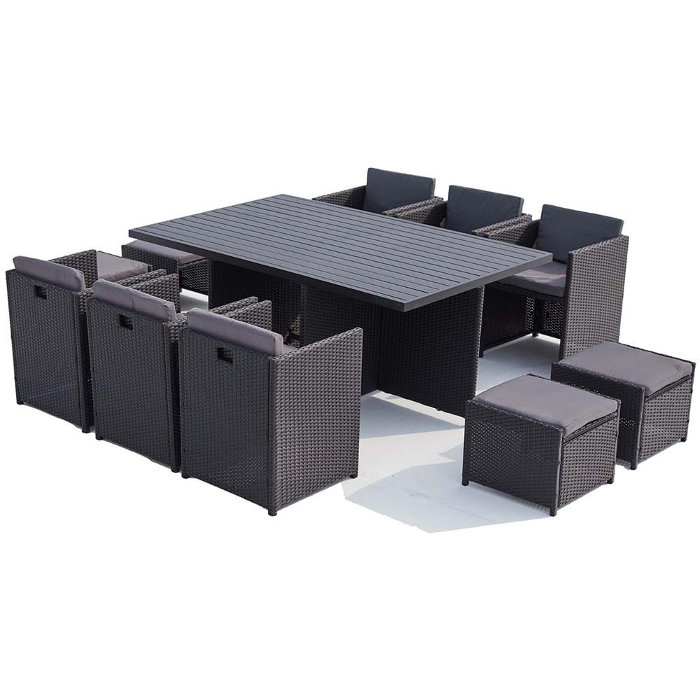 Salotto Da Giardino A Incasso 10 Posti Resina Intrecciata Nero/grigio Sunset - Foto 1