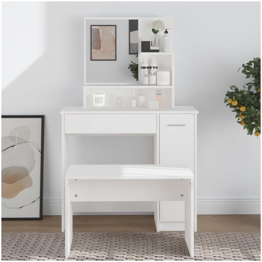 Toeletta Con Specchio Bianco 86,5x35x136 Cm - Foto 1