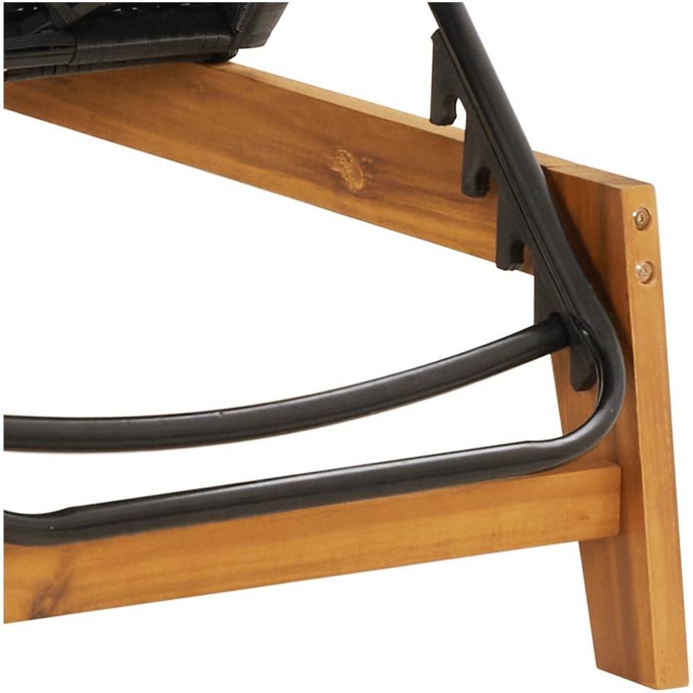 Sdraio Nero e Marrone in Polyrattan e Legno Massello di Acacia - Foto 2