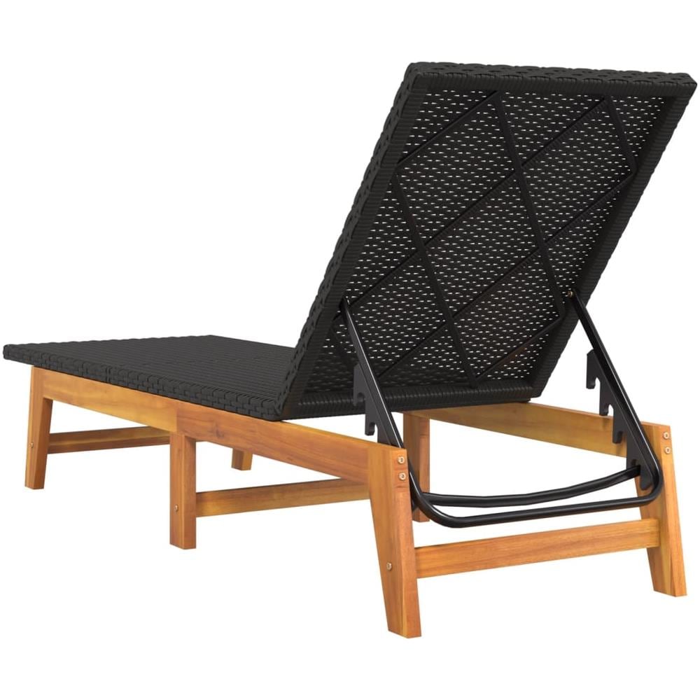 Sdraio Nero e Marrone in Polyrattan e Legno Massello di Acacia - Foto 10