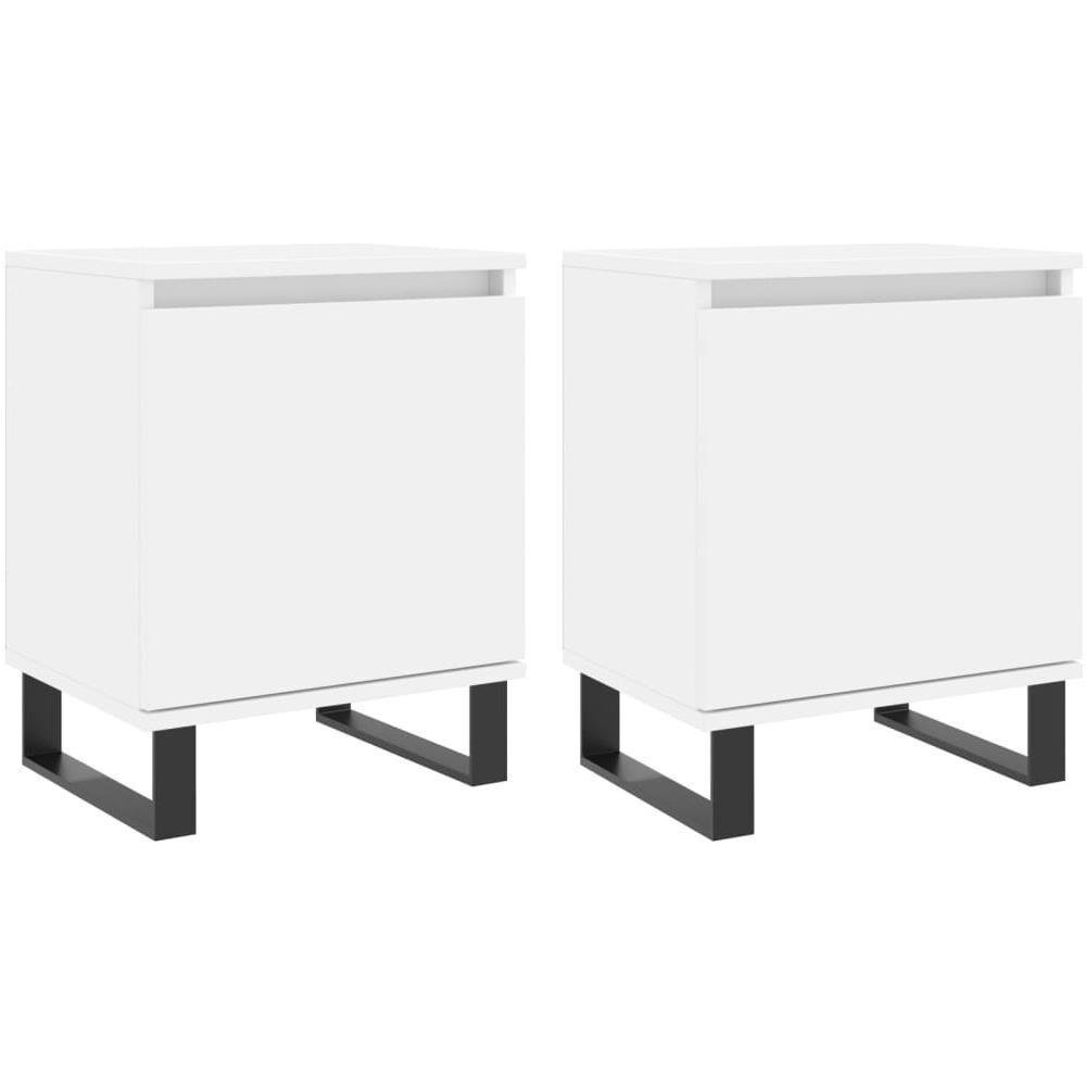 Comodini 2 Pz Bianchi 40x30x50 Cm In Legno Multistrato - Foto 1
