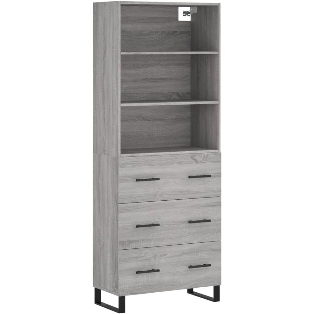 Credenza Grigio Sonoma 69,5x34x180 Cm In Legno Multistrato - Foto 2