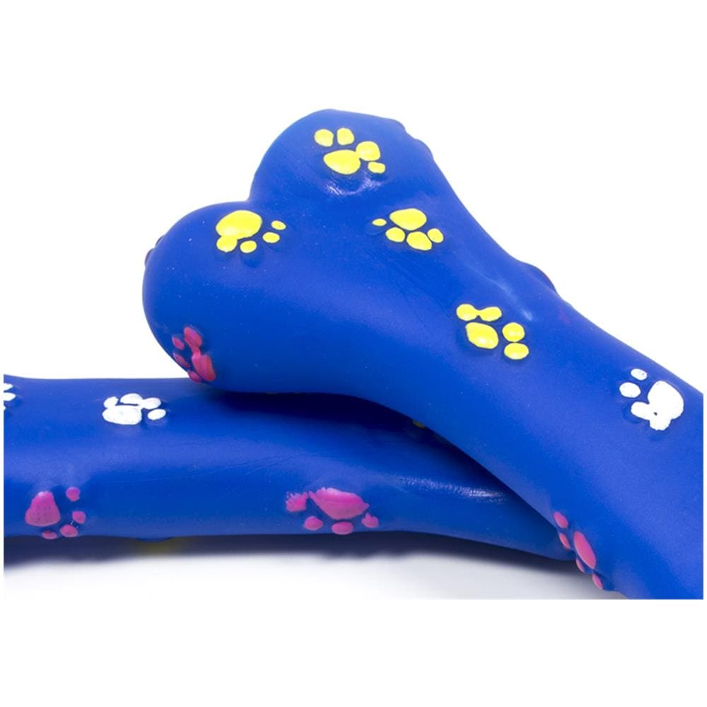 Gioco Pet Resistente Per Animali Domestici Con Effetti Sonori Modello Osso Blu Set 2 Pezzi Blu - Foto 2