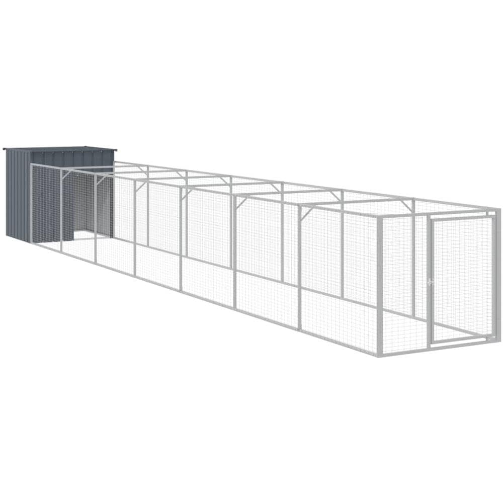 Casetta Cani con Corsa Antracite 110x813x110 cm Acciaio Zincato - Foto 1