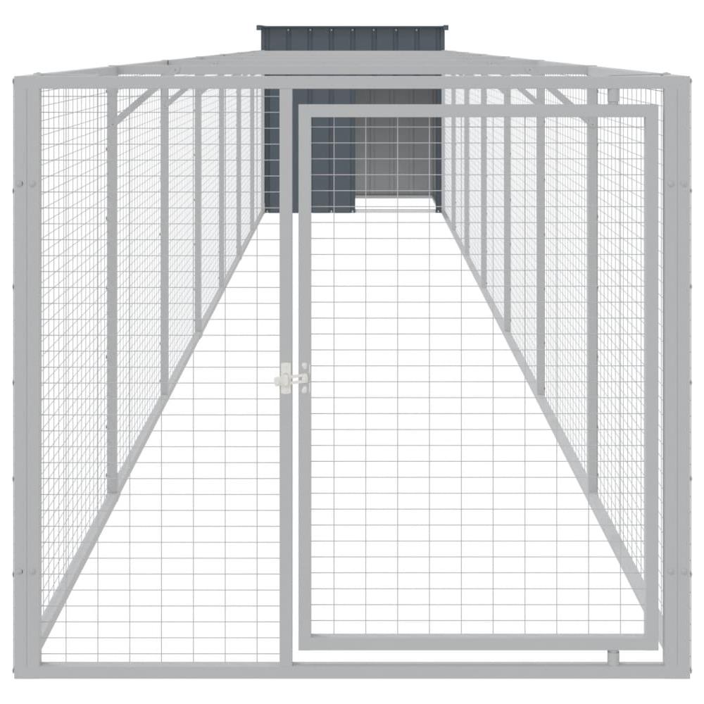 Casetta Cani con Corsa Antracite 110x813x110 cm Acciaio Zincato - Foto 2