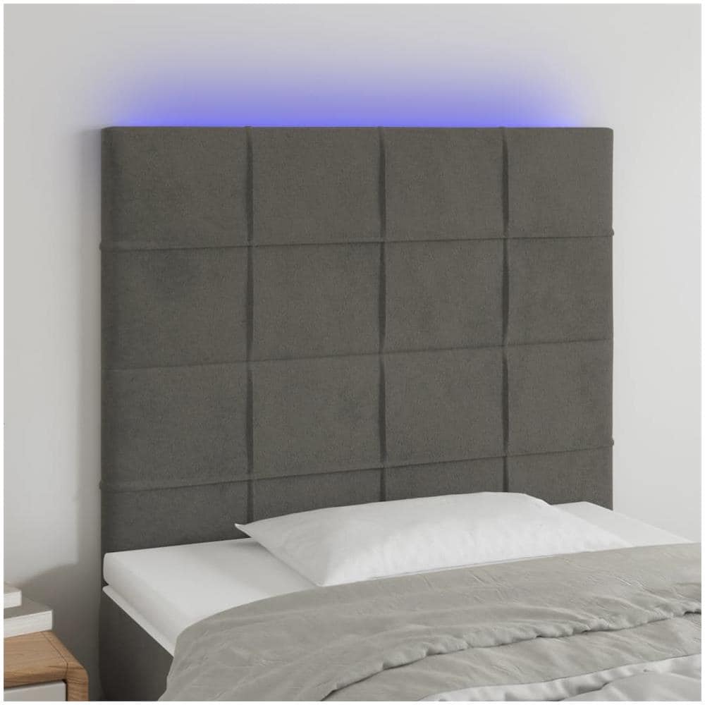 VIDAXL - Testiera A Led Grigio Scuro 147x16x78/88 Cm In Tessuto - 8
