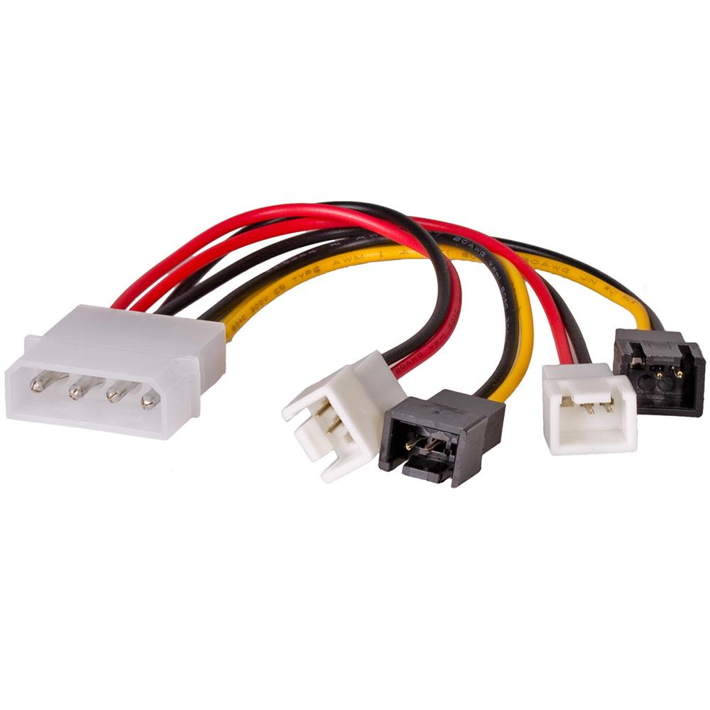 Cable AK-CA-34 Molex 4-pin - 3-pin 12V x 2 5V 2 0.15m - Kabel - 0,15 m cavo SATA Bianco - Foto 1
