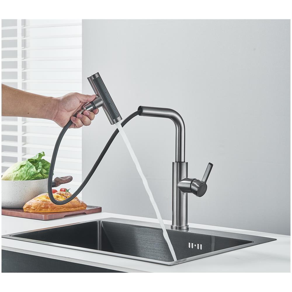 Rubinetto per lavello da cucina, Blackswan, tipo M358, modello grigio antracite, con doccia mobile a 4 modalità, dimensione 33,5 cm - Foto 2