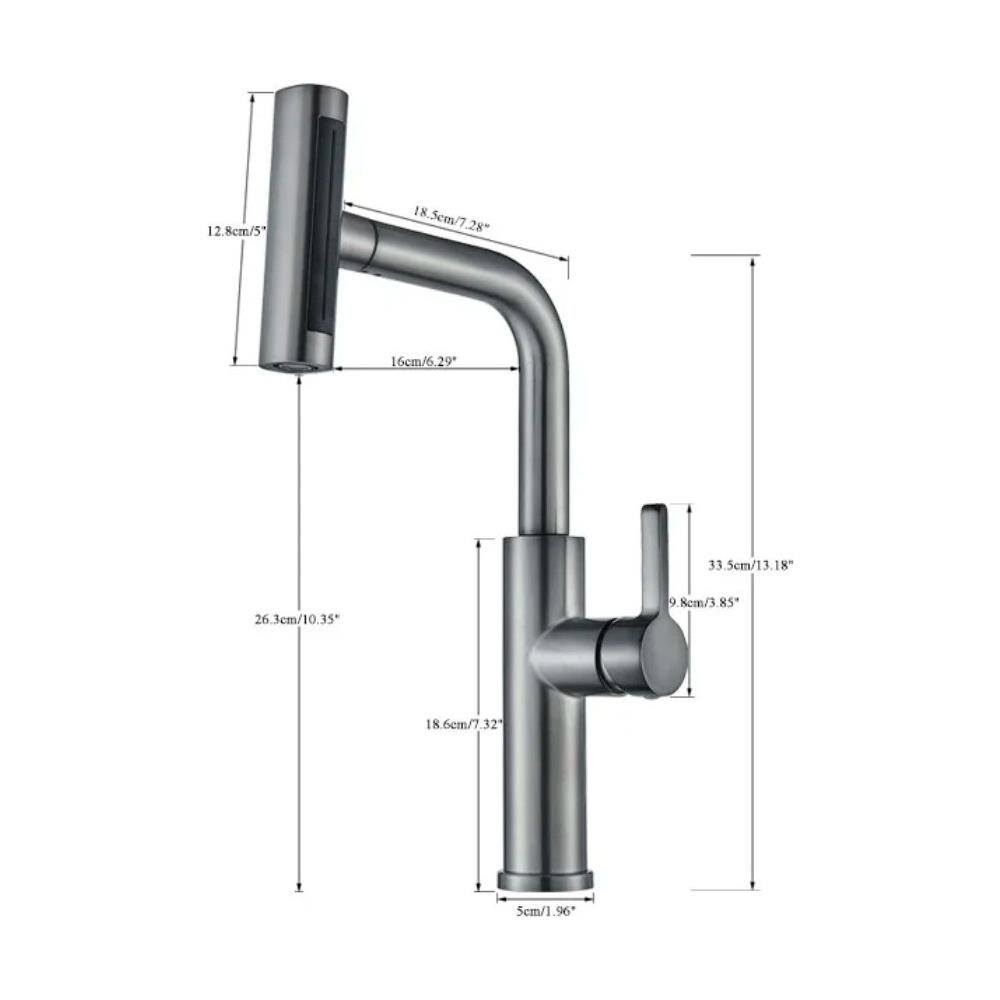 Rubinetto per lavello da cucina, Blackswan, tipo M358, modello grigio antracite, con doccia mobile a 4 modalità, dimensione 33,5 cm - Foto 4