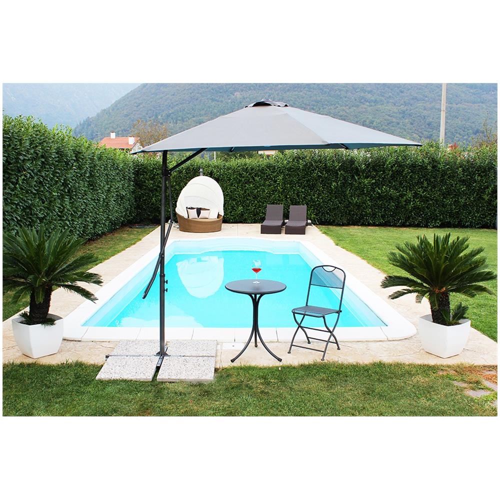 Ombrellone 2 X 3 Palo Laterale Telo Grigio Per Esterno Giardino, Ristorante, Gelateria Bar Hotel Albergo - Foto 1