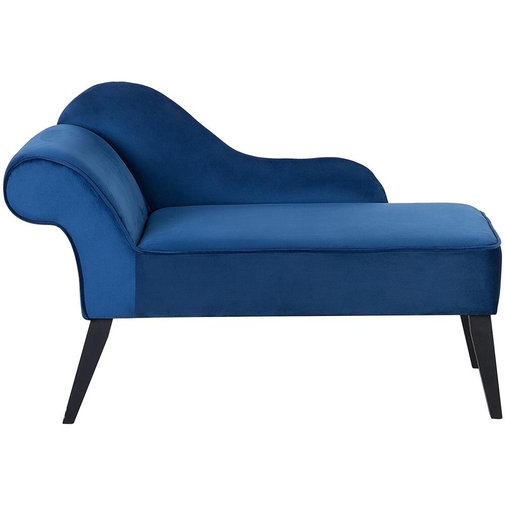 Chaise Longue In Tessuto Velluto Blu Cobalto Lato Sinistro Biarritz - Foto 1