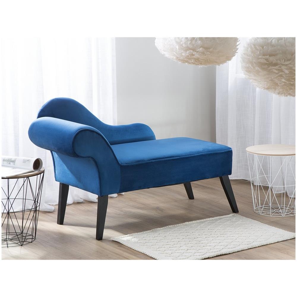 Chaise Longue In Tessuto Velluto Blu Cobalto Lato Sinistro Biarritz - Foto 2