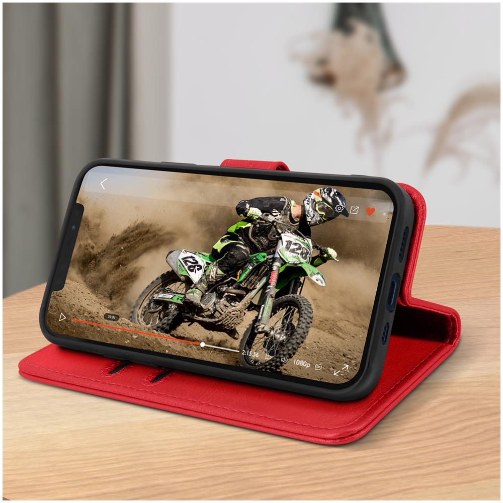 Custodia Iphone 12 / 12 Pro Portadocumenti Funzione Supporto Rosso - Foto 2